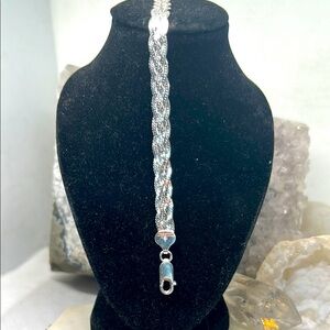 Elegant Silver 925 Braided herringbone Bracelet